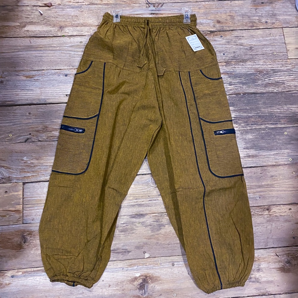 Casual cotton zipper pockets box pants